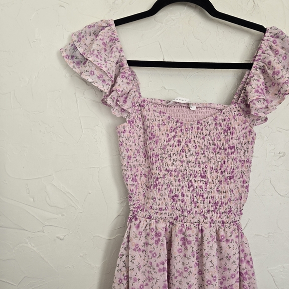 Altar'd State Floral Smocked Open Back Romantic Pink Dress, M - Picture 3 of 8
